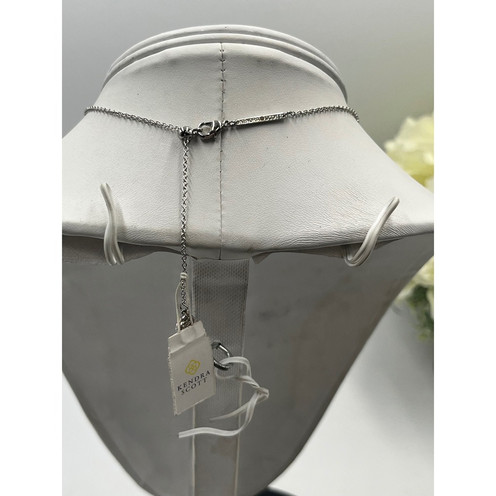 Kendra Scott Rhodium Black Mother of Pearl Letter Q Disc Reversible Pendant - Picture 5 of 12